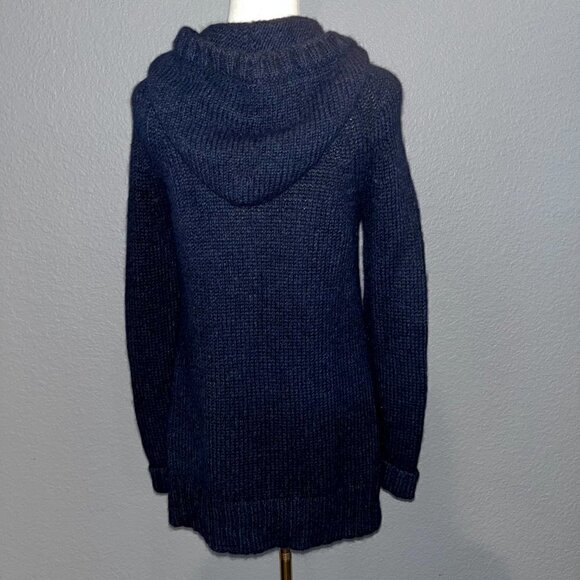 SEAFARER Made in Italy Alpaca Wool Blend Hooded Navy Long Sleeve Sweater EUC -S - Picture 5 of 8
